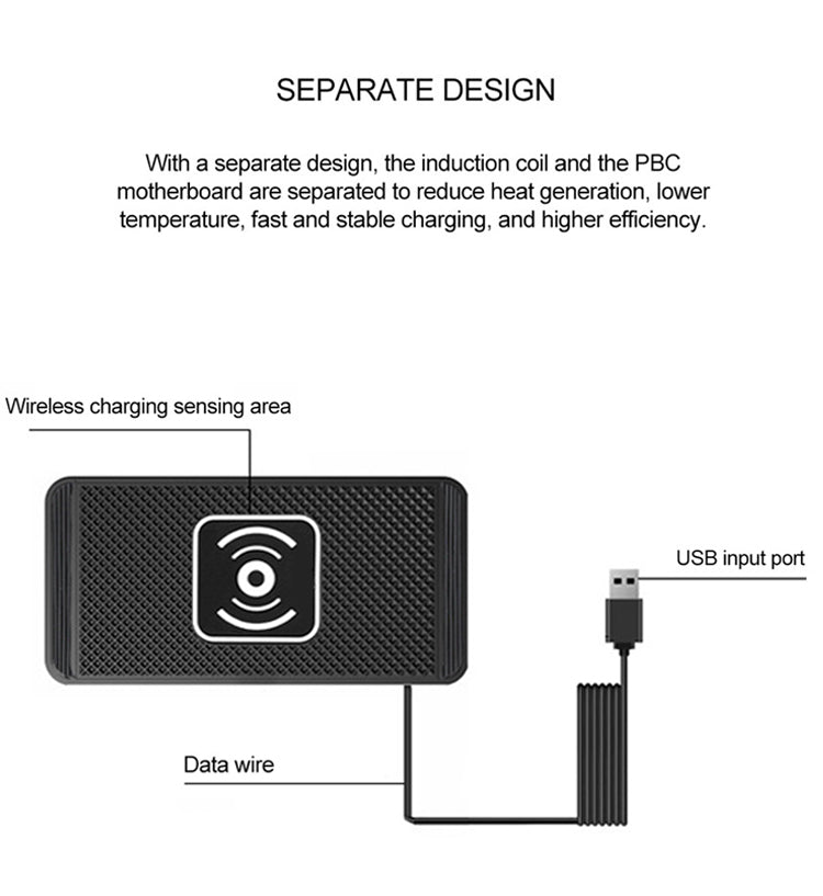 Trådløs skridsikker bil hurtig telefonoplader pad
