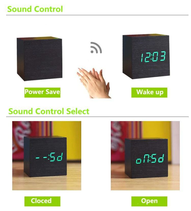 Digital Træur med LED Display - Stilfuldt og Pladsbesparende