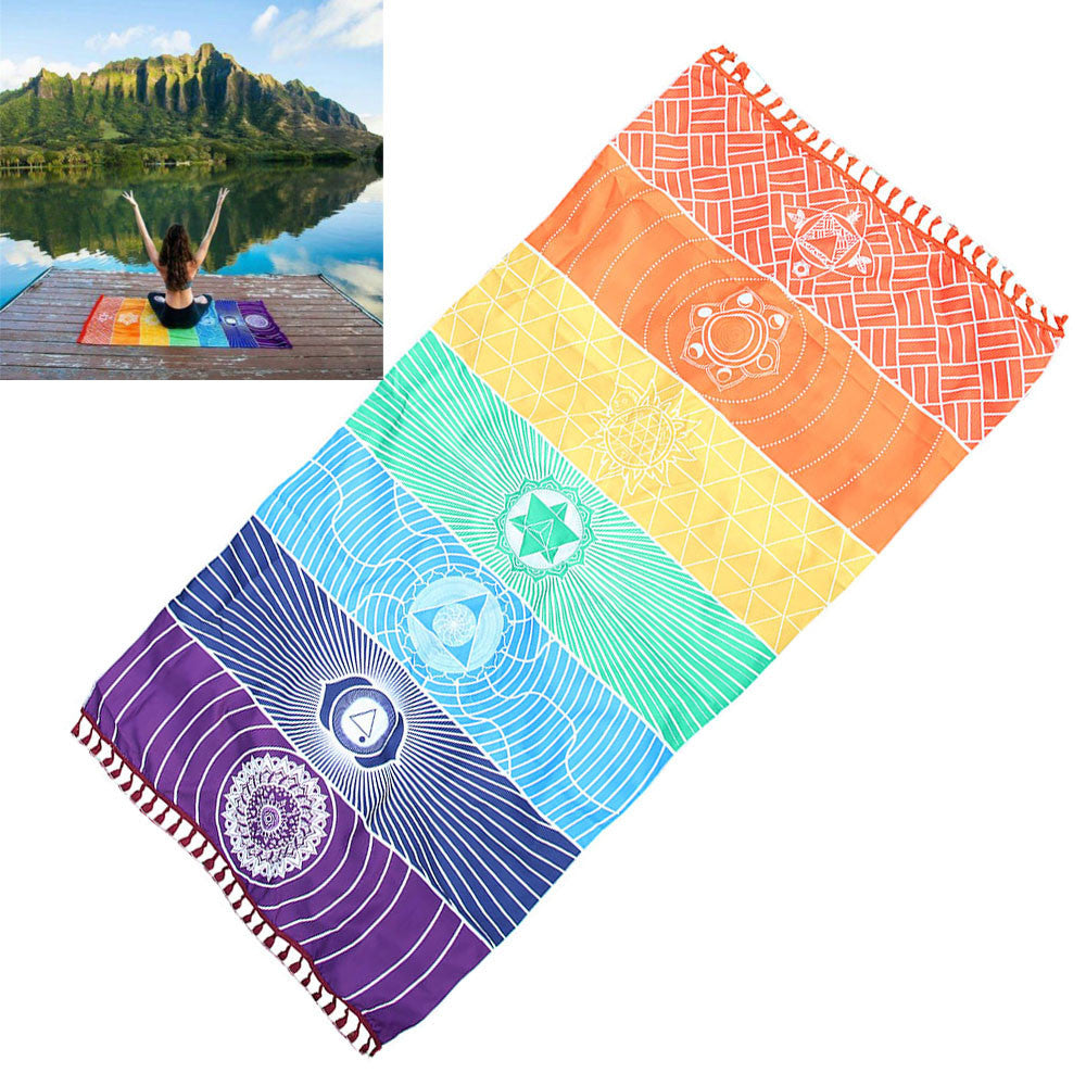 Farverig Yogamåtte med Syv Energi Centre