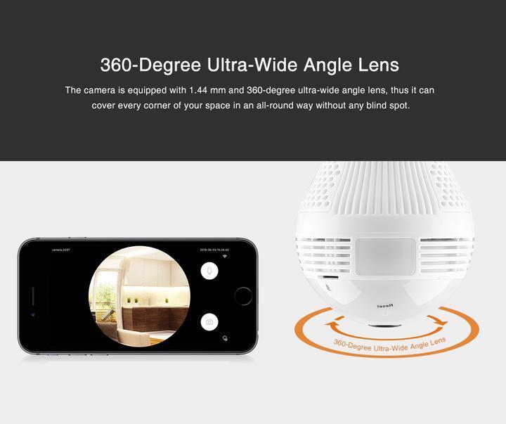 360° LED Kamera med Bevægelsessensor og WiFi-Forbindelse