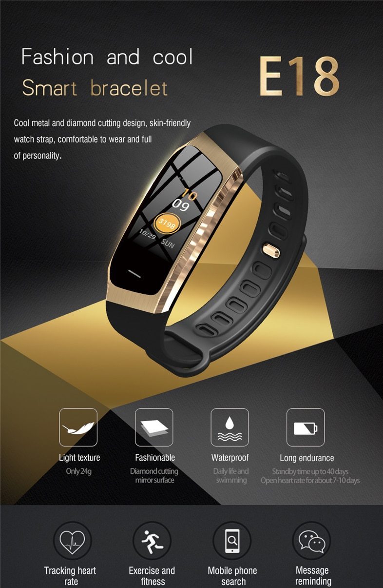 Vandafvisende Fitband Smartwatch med blodtryks- og pulsmonitor