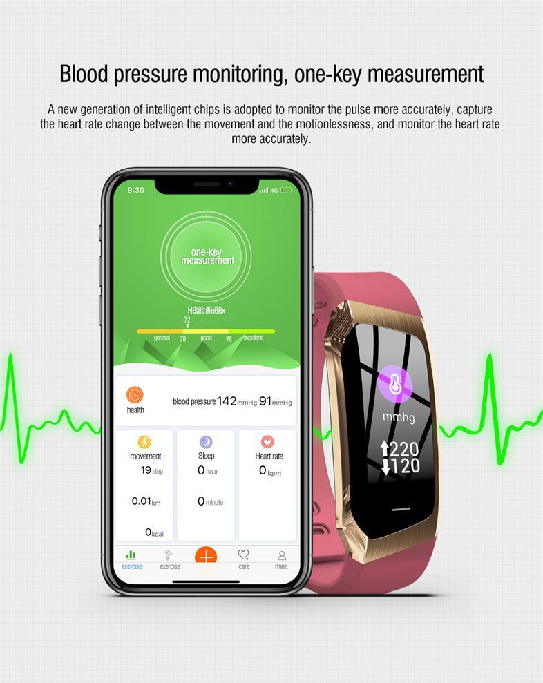 Vandafvisende Fitband Smartwatch med blodtryks- og pulsmonitor