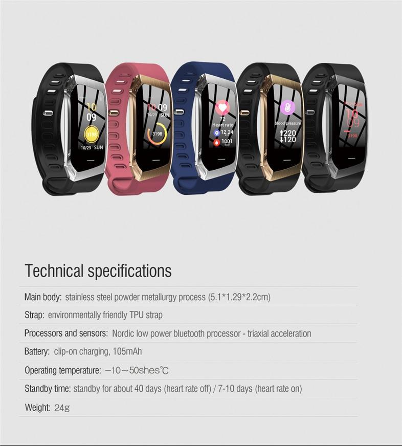 Vandafvisende Fitband Smartwatch med blodtryks- og pulsmonitor