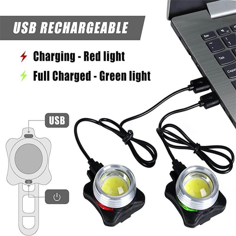 Genopladeligt cykellyssæt | 2 stk. COB-lygter med 400 lumen og USB-opladning