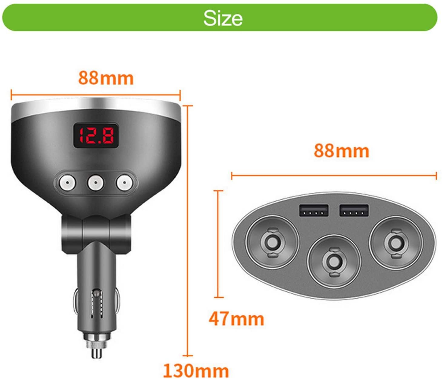 3i1 Dual USB Port Bil lighter Socket Splitter