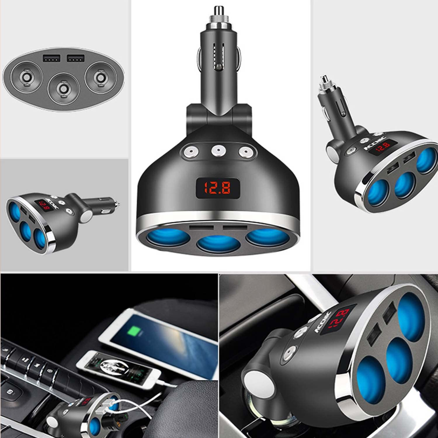 3i1 Dual USB Port Bil lighter Socket Splitter