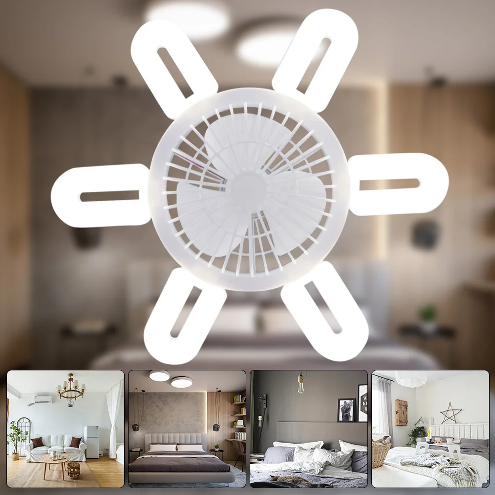 Stille Justerbar Fjernbetjening Loft Foldebar Ventilator Lampe