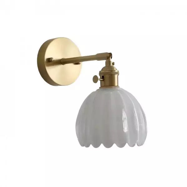 Væglys i Vintage Glas med Tulipan Design og Messing Finish
