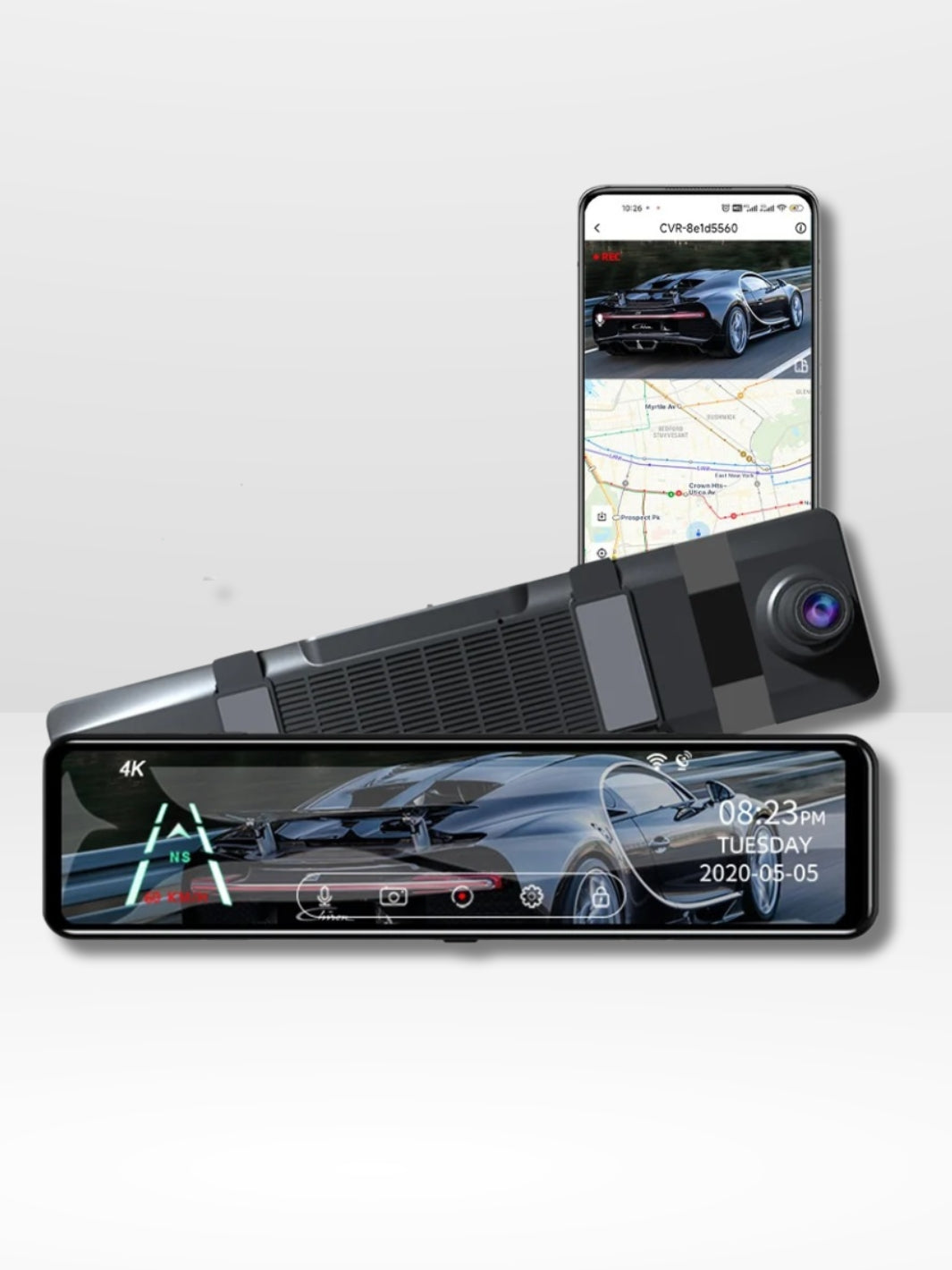 4K Backview spegelkamera med GPS och inspelning