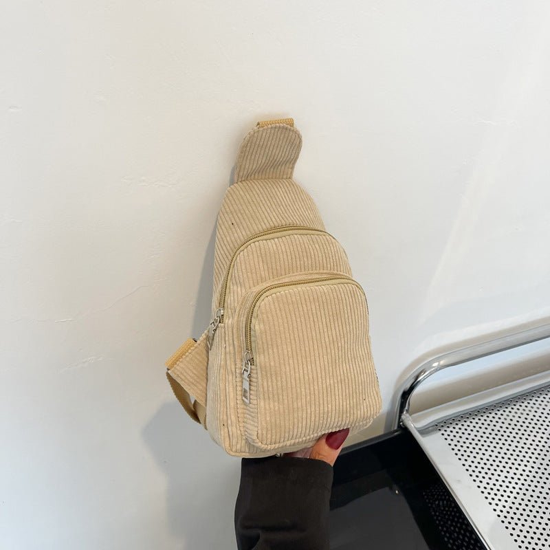Elegant Crossbody Taske i Cord med Praktiske Rum
