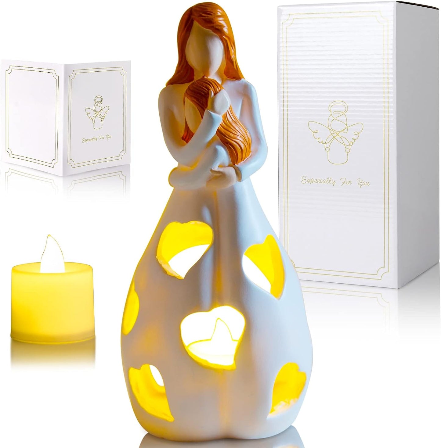 Romantisk Bordlampe i Resin med Hjertevarme og LED Lys