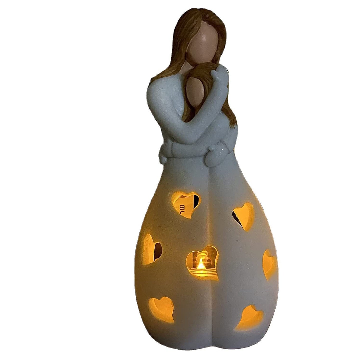 Romantisk Bordlampe i Resin med Hjertevarme og LED Lys