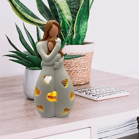 Romantisk Bordlampe i Resin med Hjertevarme og LED Lys