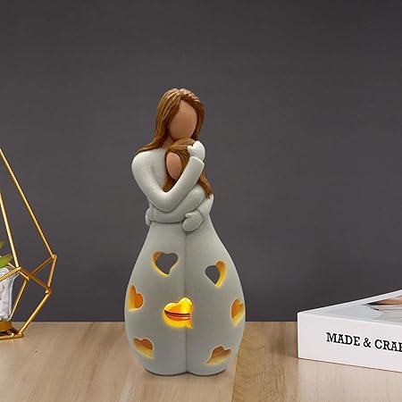 Romantisk Bordlampe i Resin med Hjertevarme og LED Lys