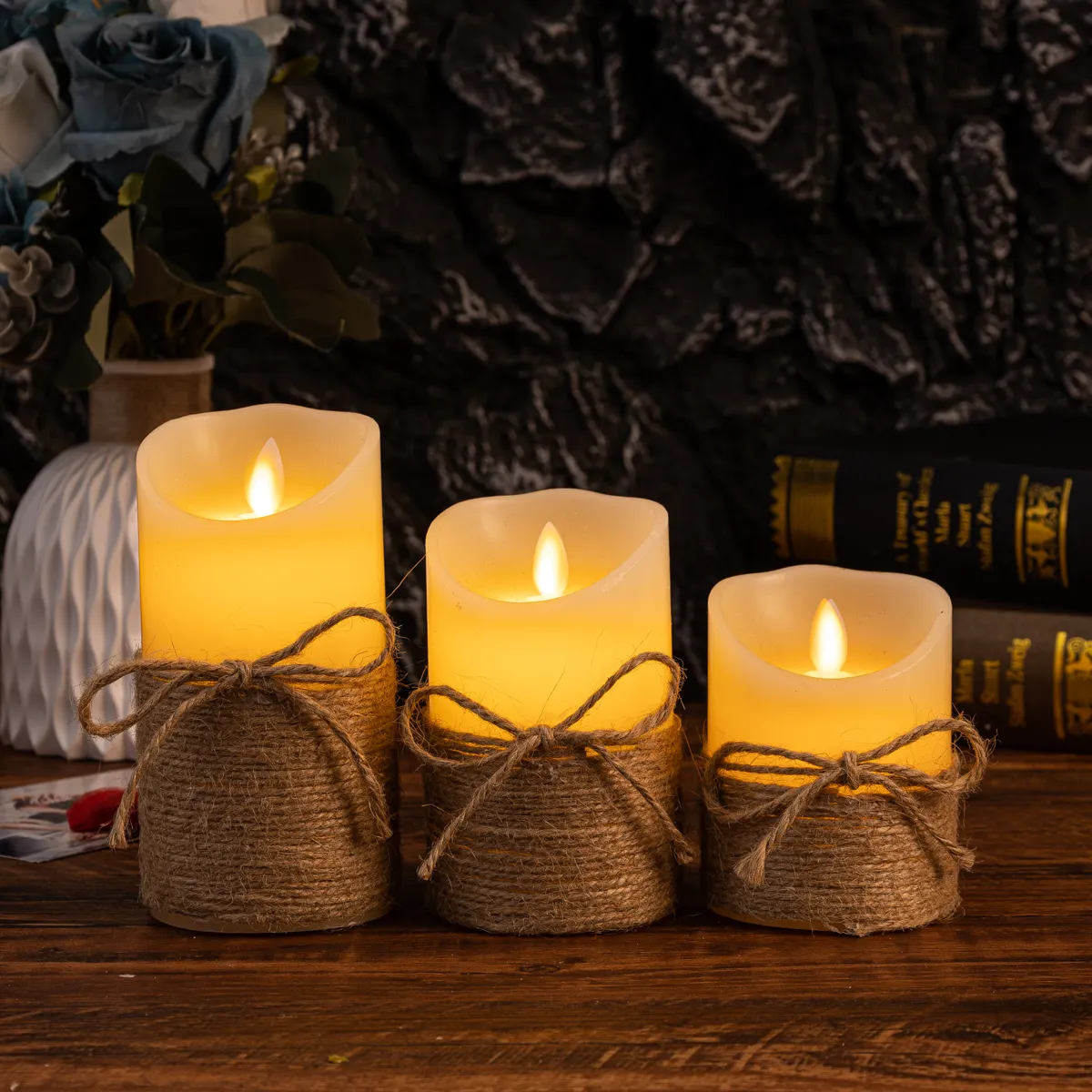 Flammesløse LED Bloklys med Naturtro Flammeeffekt