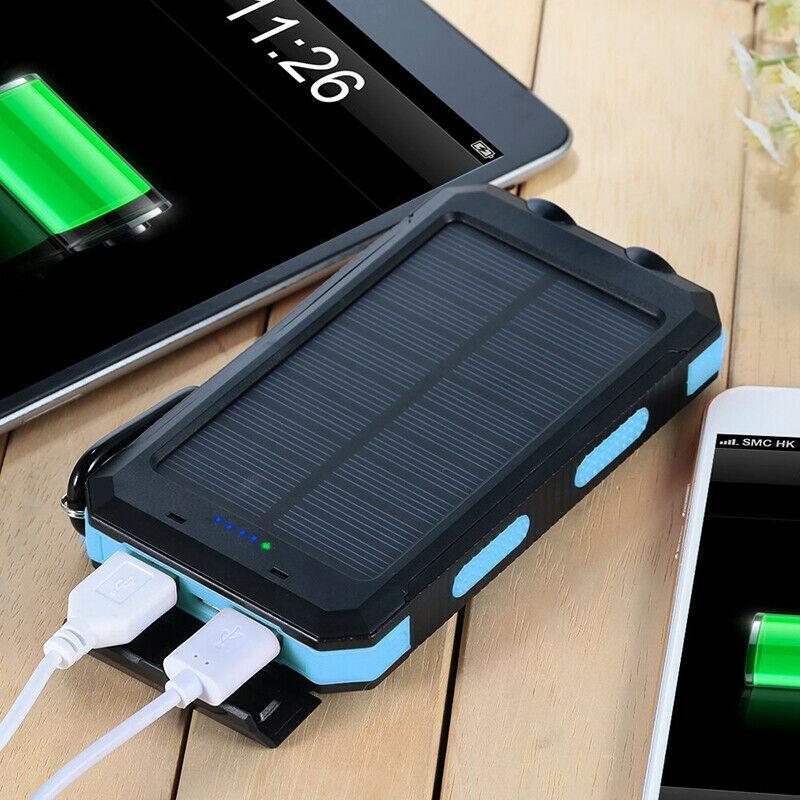 Vattentät Solcell Powerbank 500000mAh med Dubbel USB och LED