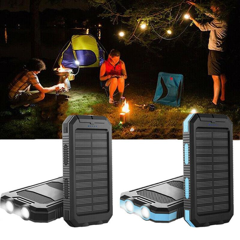Vattentät powerbank med solpanel och 20000mAh kapacitet