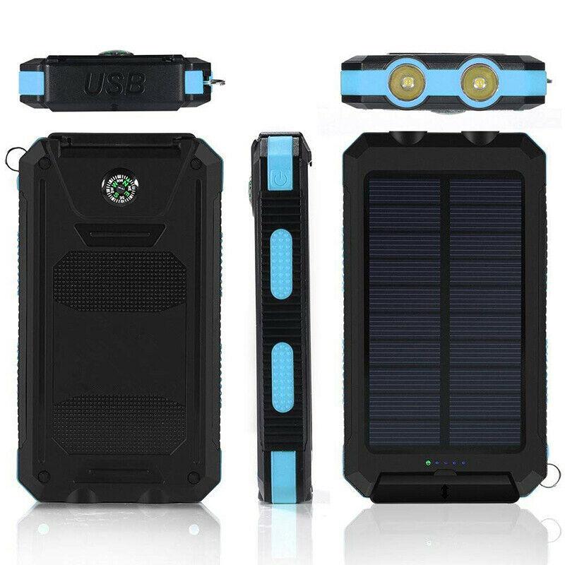 Vandtæt Solcelle Powerbank med Stor Kapacitet og LED Lygte