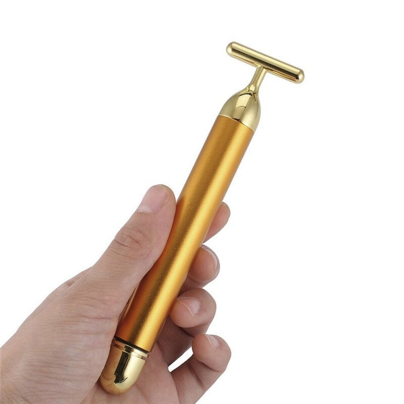 24K Guld T Ansiktsroller Massager för Energi