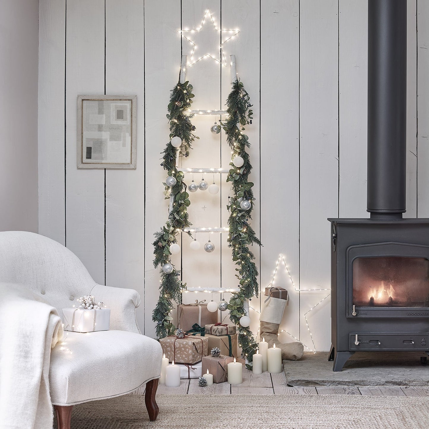 Elegant stjärndekoration med mikro-LED och timer