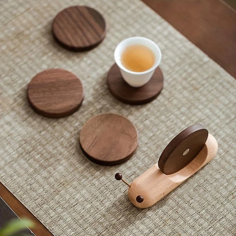 Skandinaviska Valnöt Coasters - Minimalistisk Design och Hållbarhet