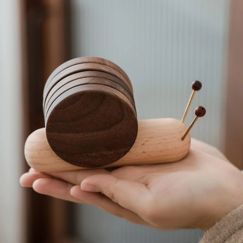 Skandinaviska Valnöt Coasters - Minimalistisk Design och Hållbarhet