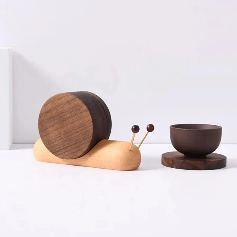 Skandinaviska Valnöt Coasters - Minimalistisk Design och Hållbarhet