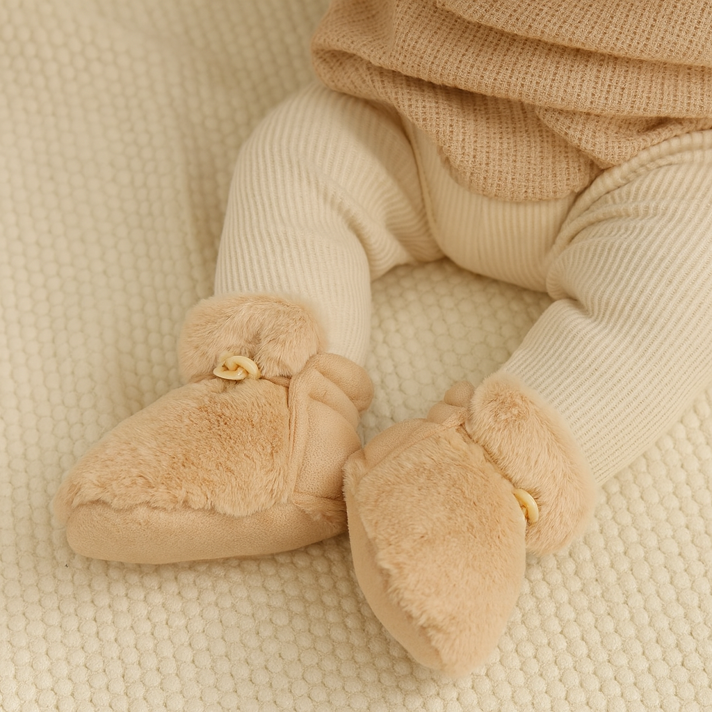 Varme Babysko i Bomuld med Skridsikker Sål til Småbørn
