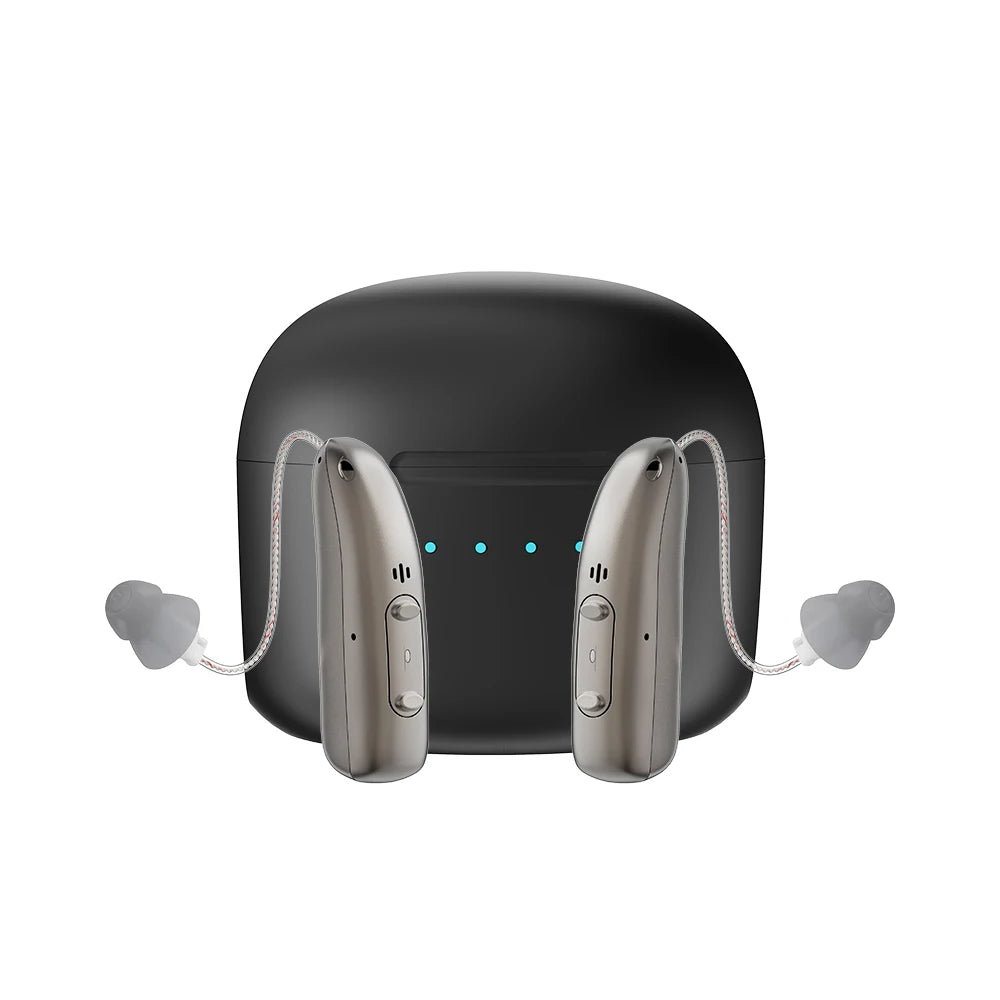 Genopladelige Bluetooth-høreapparater med støjreduktion | Klart lyd og komfort