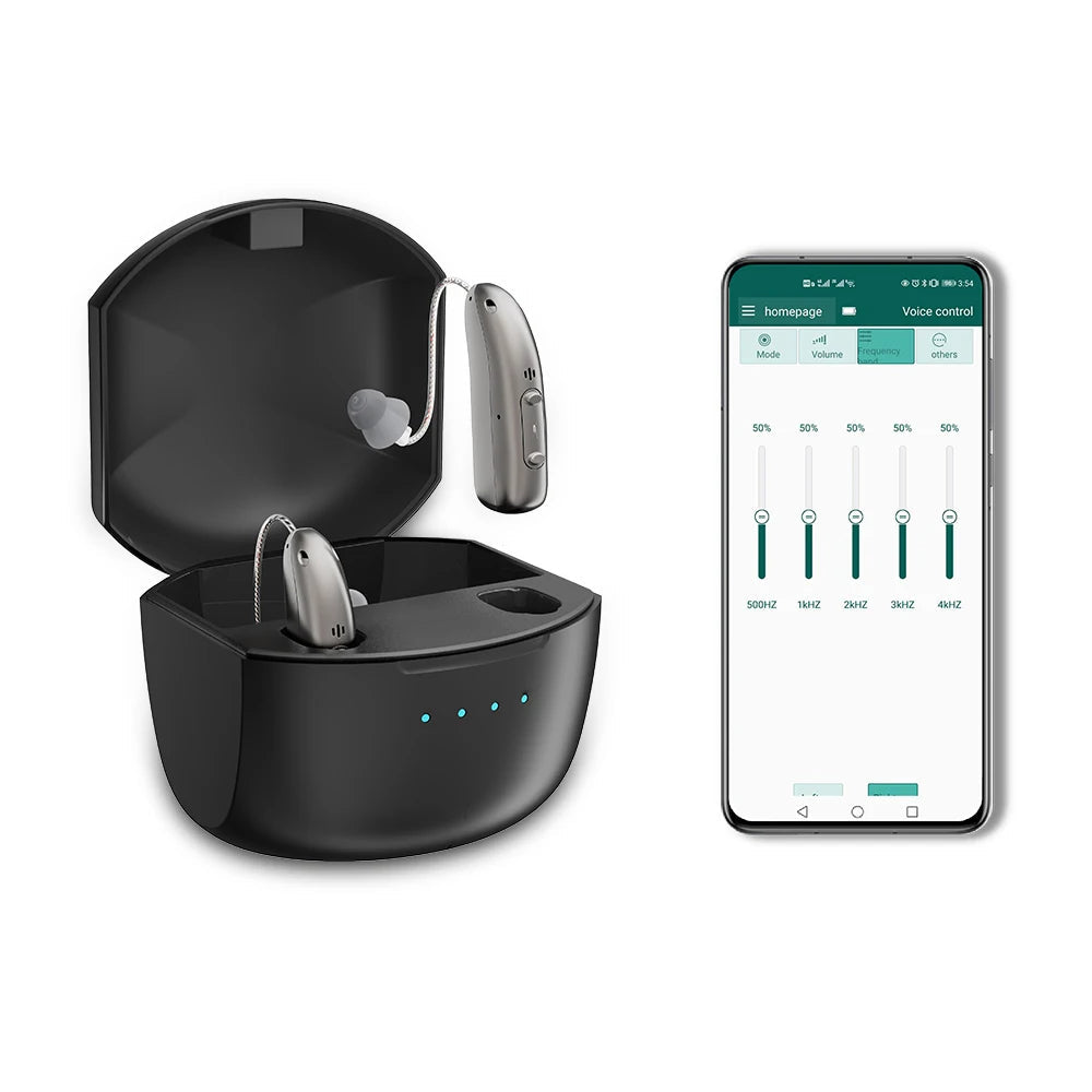 Genopladelige Bluetooth-høreapparater med støjreduktion | Klart lyd og komfort