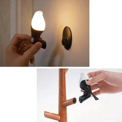 Smart LED Bordlampe i Træ med Bevægelsessensor