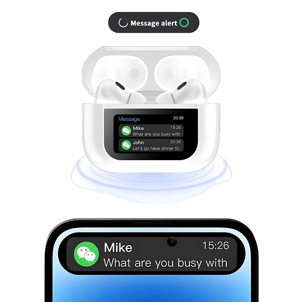 Trådløse øretelefoner med LCD-touchskærm til aktiv livsstil