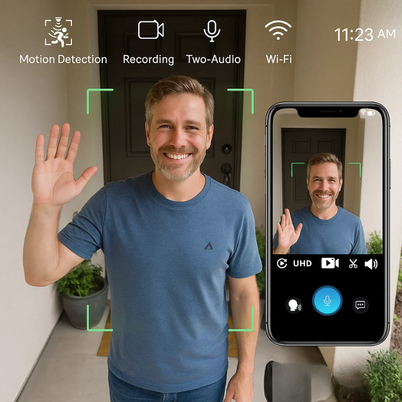 Trådløs HD Dørklokke Kamera med Nattesyn & To-vejs Lyd