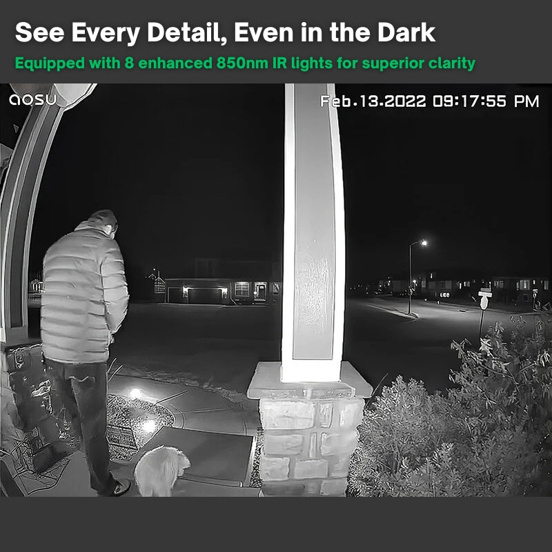 Trådløs HD Dørklokke Kamera med Nattesyn & To-vejs Lyd