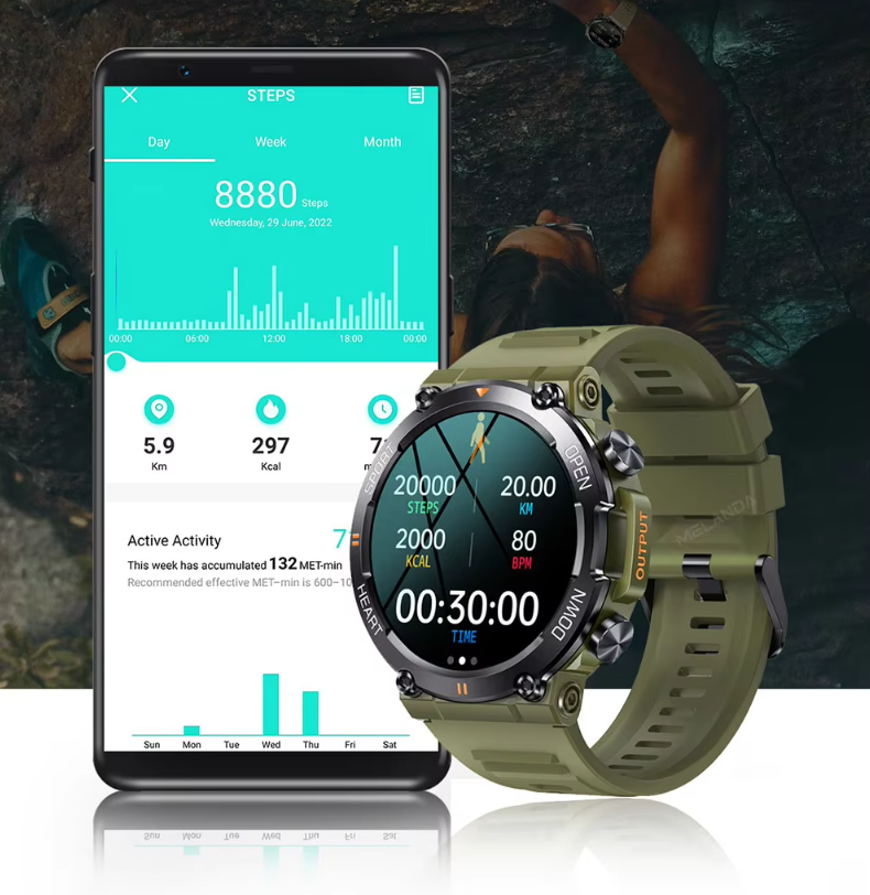 Smartwatch med HD-skärm och Bluetooth för män