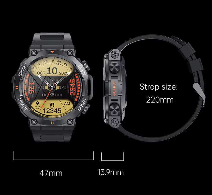 Smartwatch med HD-skärm och Bluetooth för män