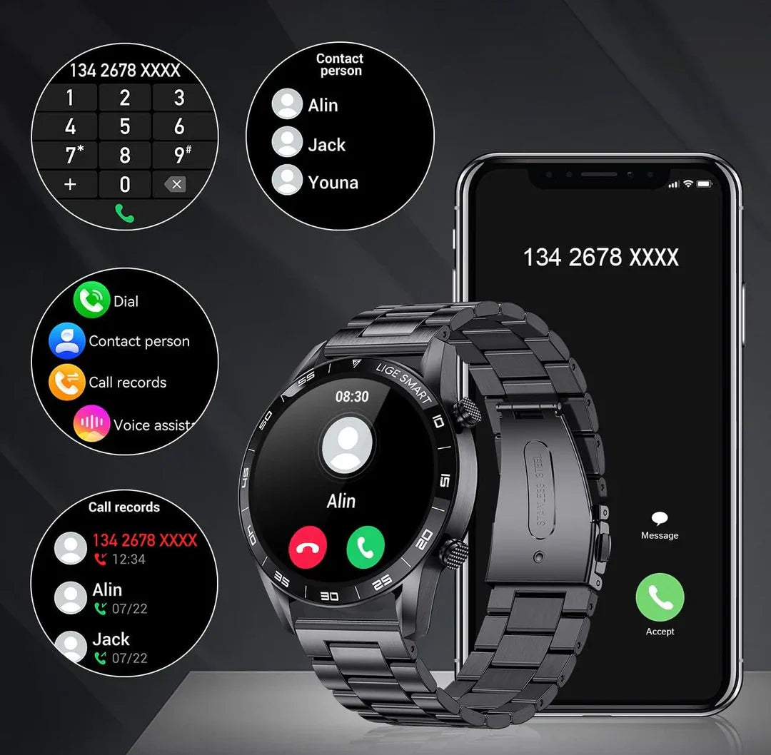 Smartwatch för män | Multisportsfunktion | Hälsoövervakning