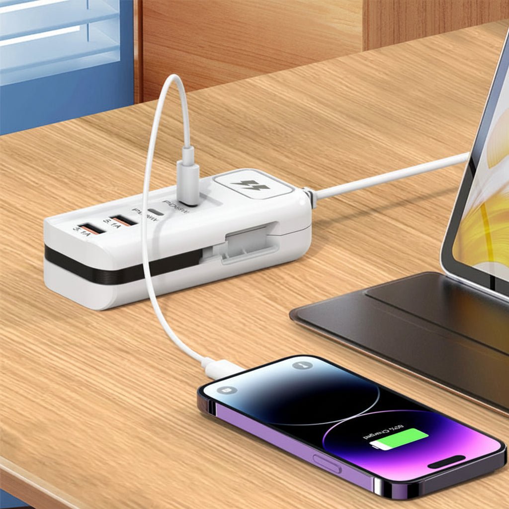 Hurtig 4-Port USB Oplader Hub med Type-C til Flere Enheder