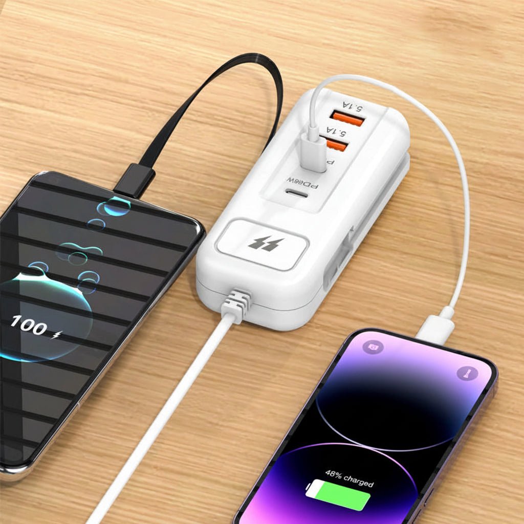 Hurtig 4-Port USB Oplader Hub med Type-C til Flere Enheder