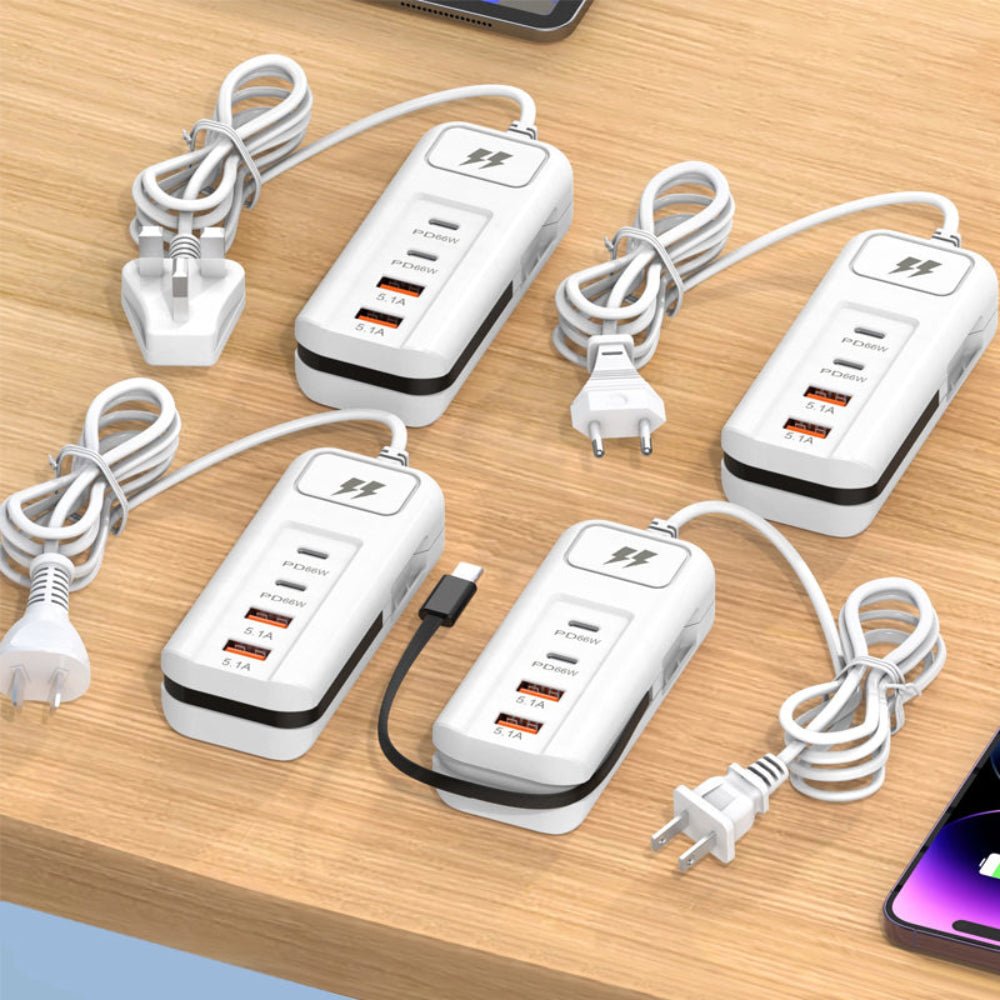 Hurtig 4-Port USB Oplader Hub med Type-C til Flere Enheder