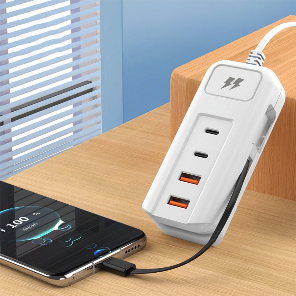 Hurtig 4-Port USB Oplader Hub med Type-C til Flere Enheder