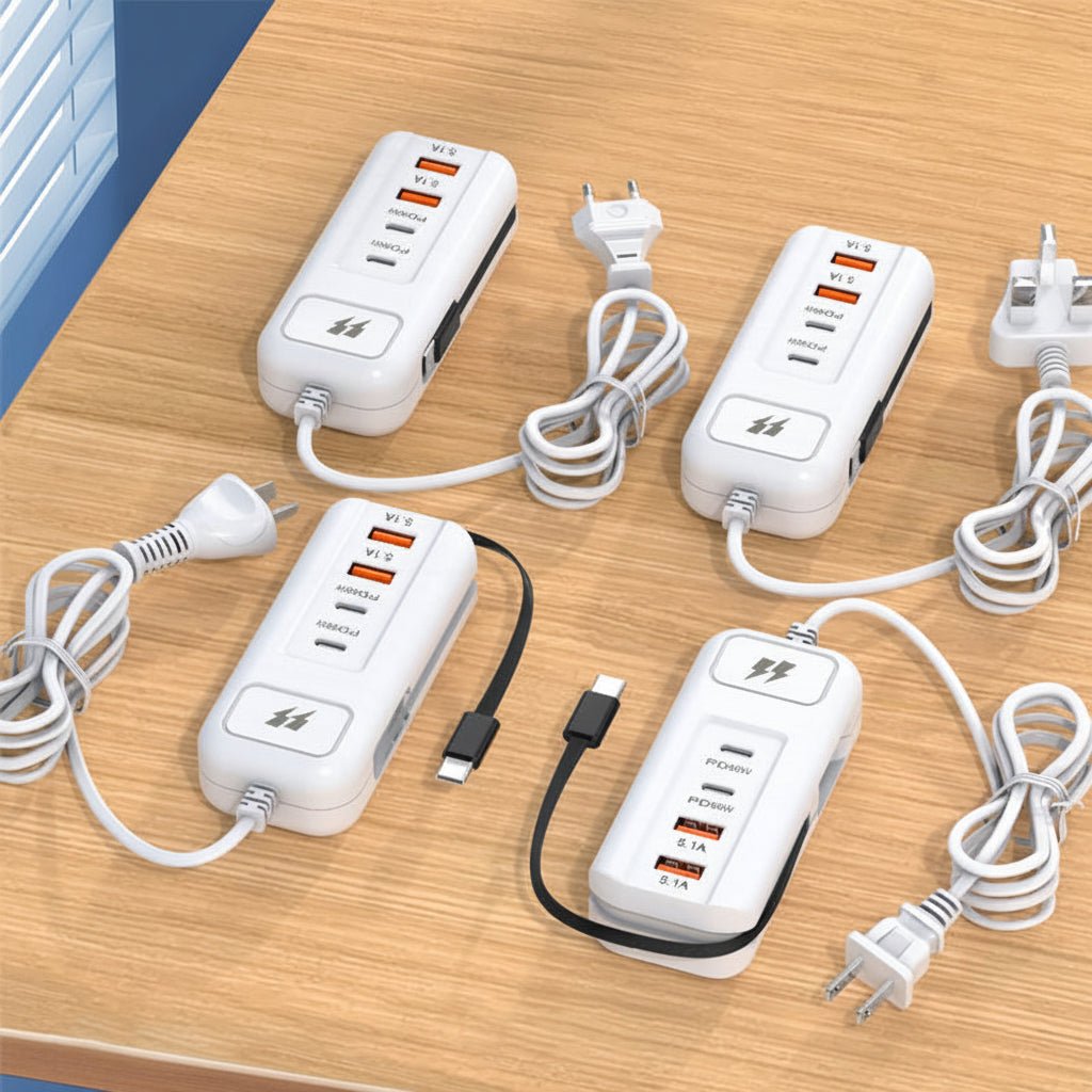 Hurtig 4-Port USB Oplader Hub med Type-C til Flere Enheder