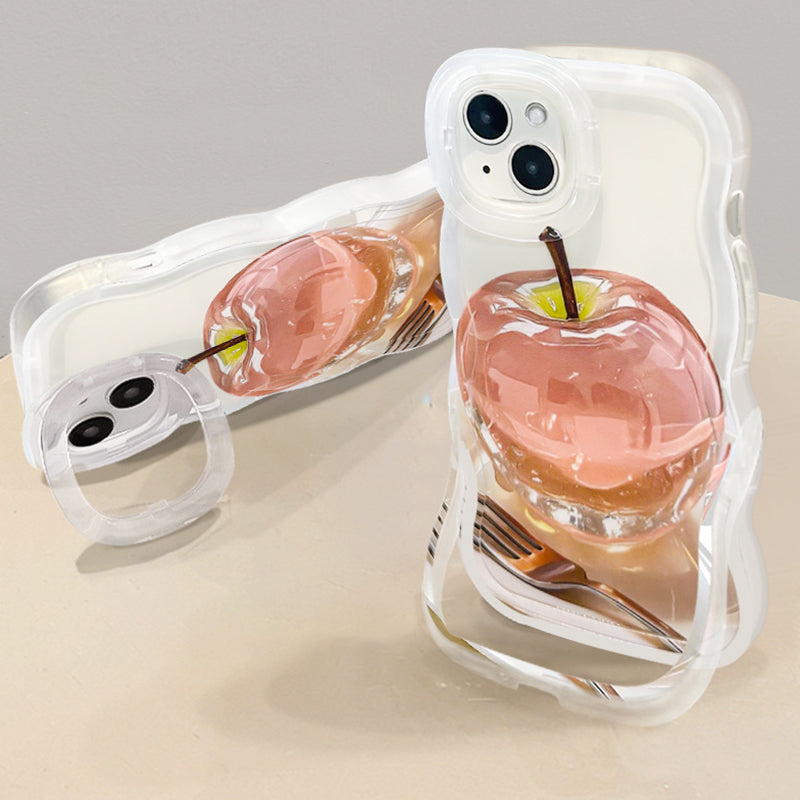 Frugtmønster Gennemsigtigt iPhone Cover med Stander