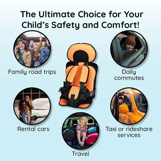 Kompakt, hopfällbar bältesstol till bilbarnstol för barn – säkerhetssele ingår