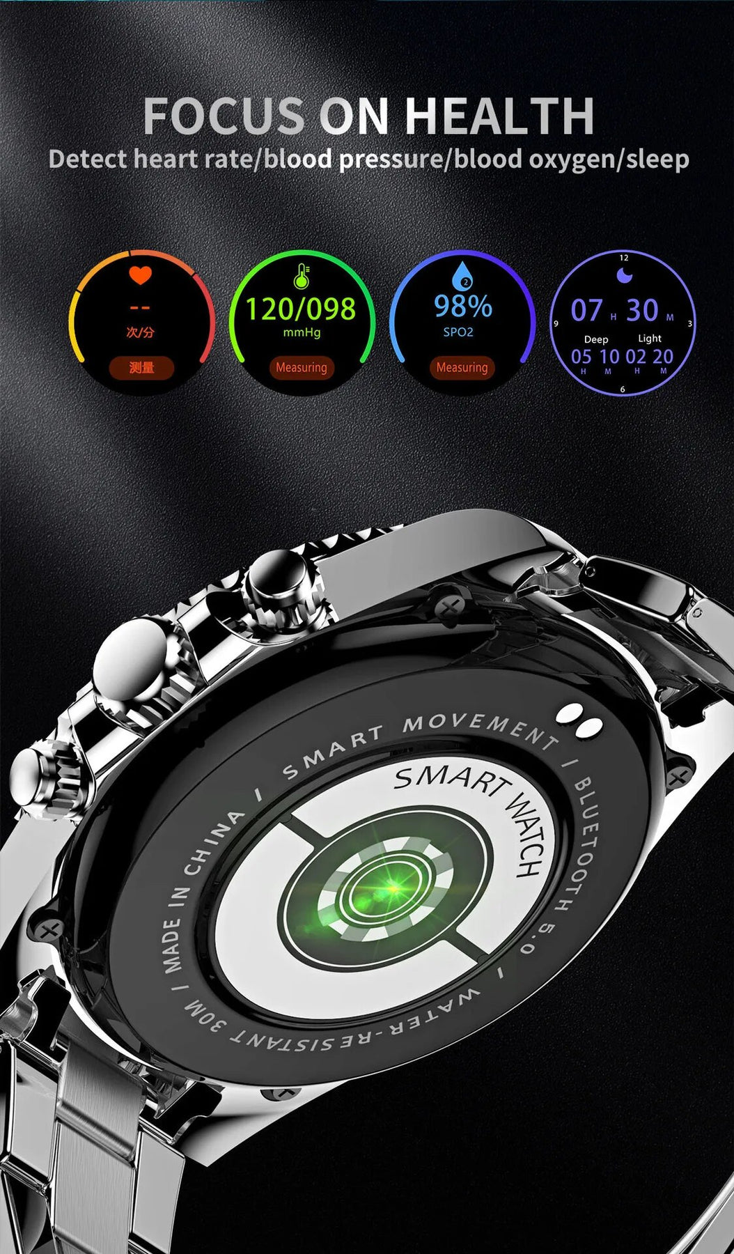 Stilren Smartwatch i Rostfritt Stål för Den Moderna Mannen