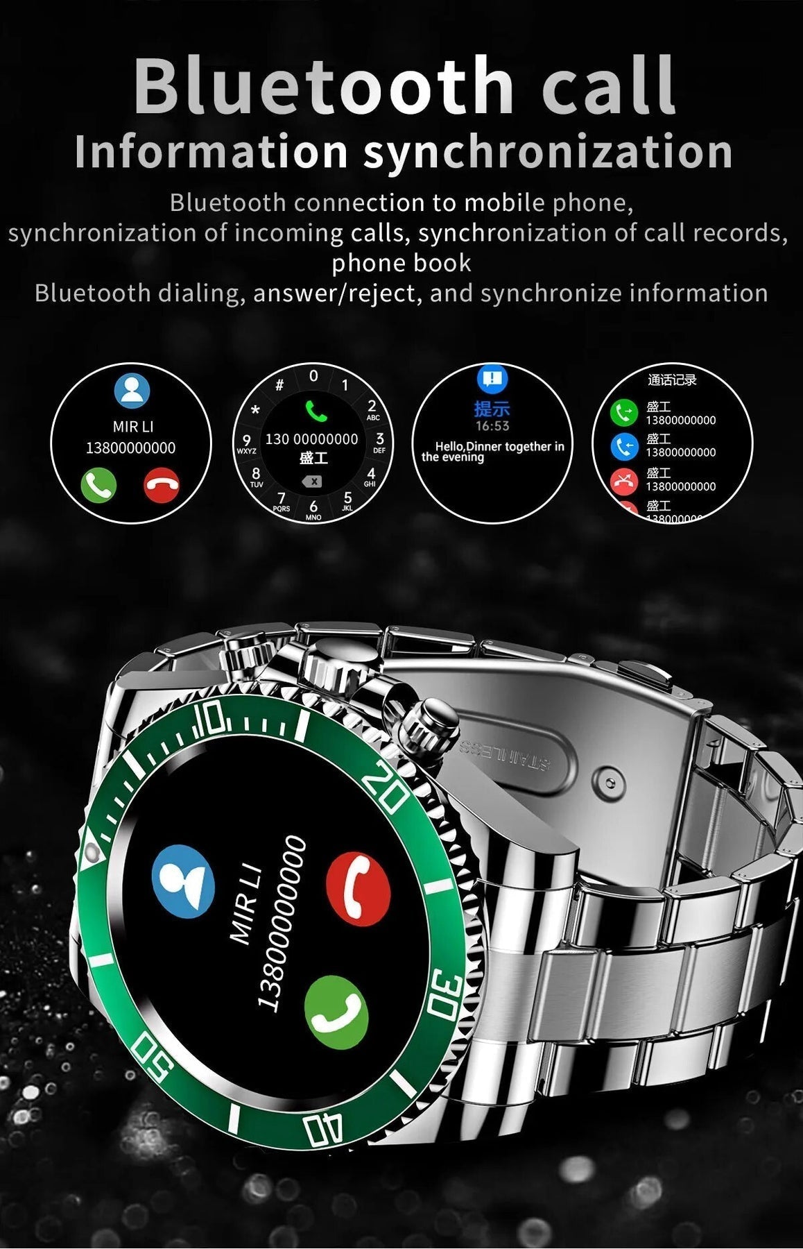 Stilren Smartwatch i Rostfritt Stål för Den Moderna Mannen