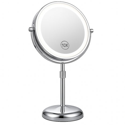 Justerbar LED Makeupspejl med Lys og 10x Forstørrelse