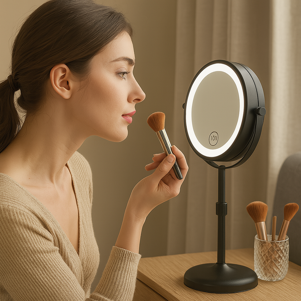 Justerbar LED Makeupspejl med Lys og 10x Forstørrelse