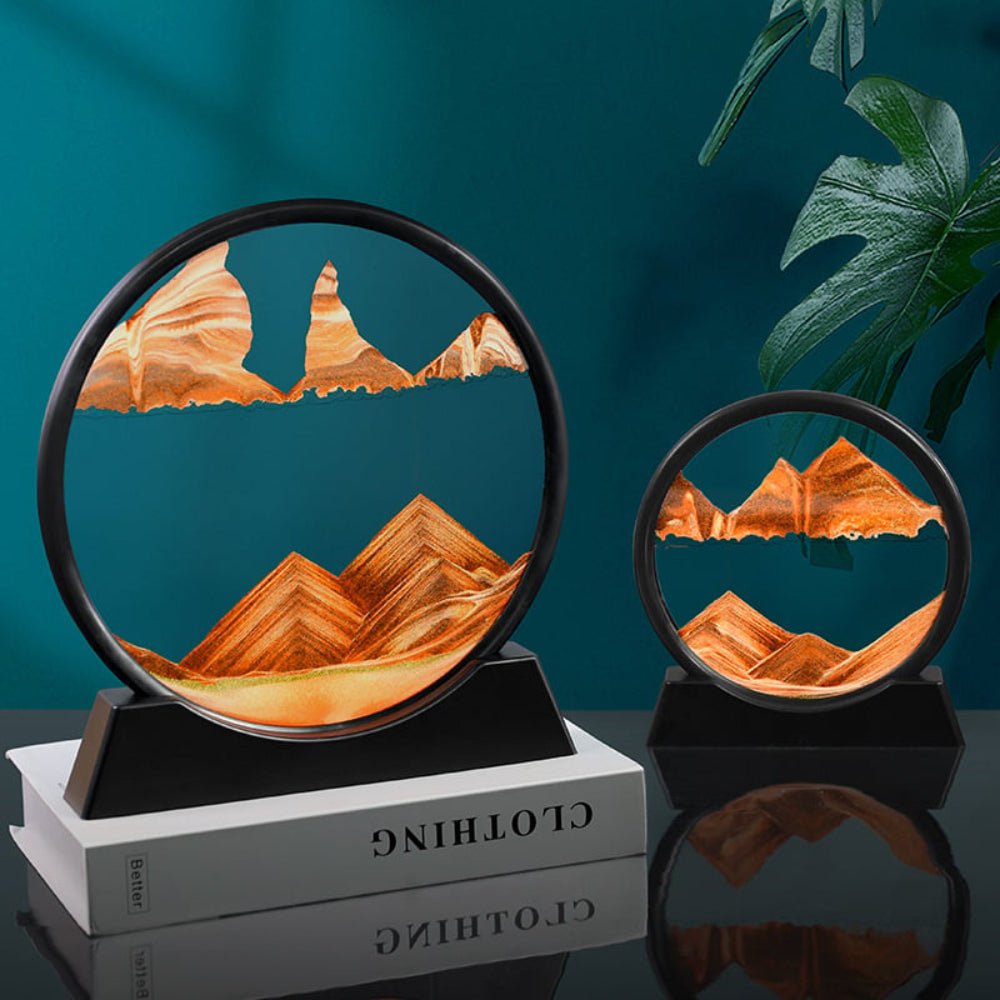 Lugnande 3D Sandkonst - Elegant Glasdekoration för Ditt Rum