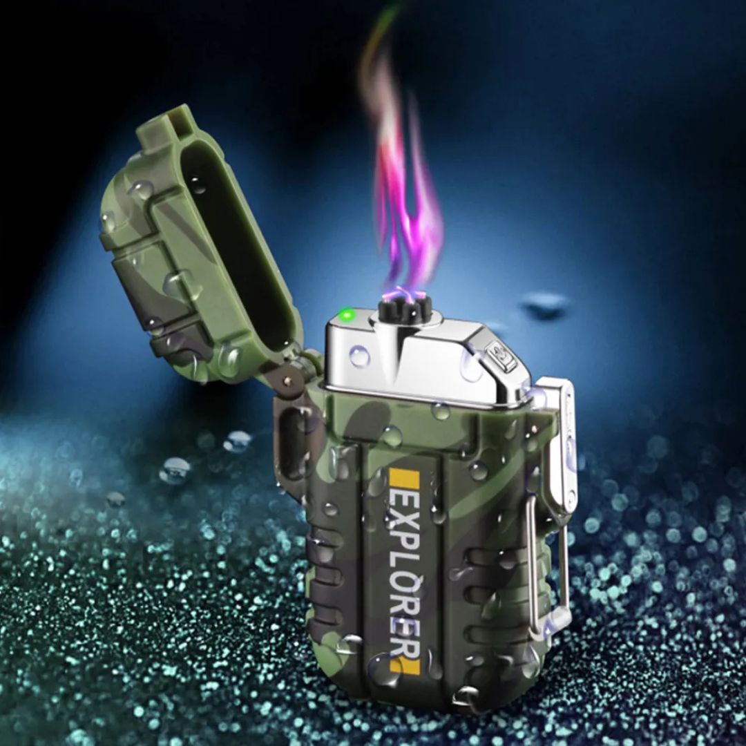 Elektrisk Dobbelt Bue Lighter | Genopladelig, Vindbestandig & Ideel til Camping og Udendørs Eventyr